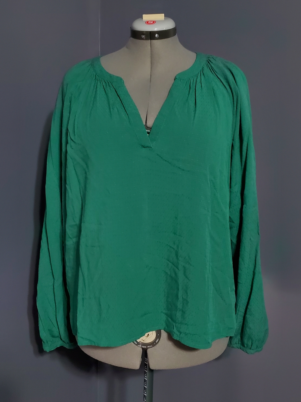 LOFT Outlet Mint Green V-Neck Peasant Top Blouse Women's Size L - Picture 1 of 7